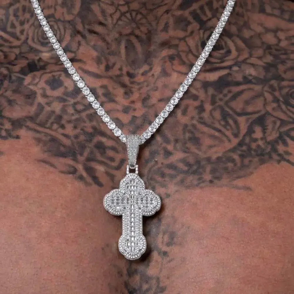 Silver Cross Necklace With Tennis 981 E